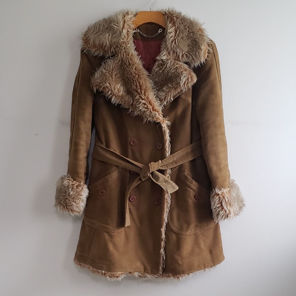 Vintage Tan and Cream Pea Coat